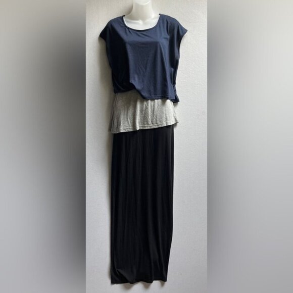 Stacy Chang Anthropologie Askew T shirt jersey layered Maxi Dress Sz XS - Picture 1 of 10